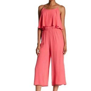 NWOT Fraiche by J Coral Spaghetti Strap Ruffle Tiered Romper Jumpsuit Size M